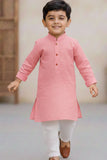 Pink Kurta with White Pajama Set For Boys