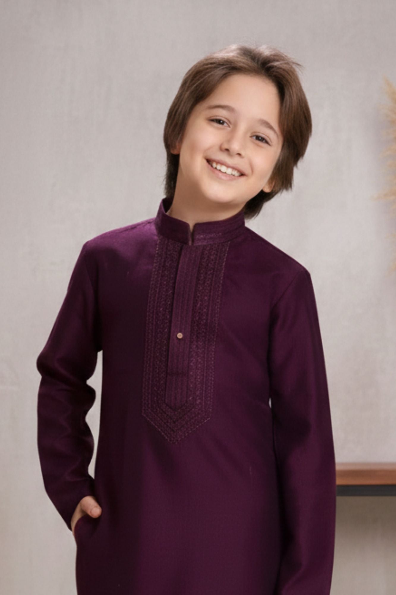 Classic Wine Kurta Pajama Set For Boys