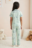 Girls Mint Green Paris Print  Night Suit Set