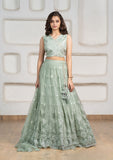Sea Green Embroidered Lehenga Choli Set with Dupatta For Girls