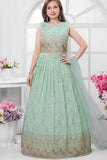 Elegant Mint Green Embroidered Lehenga Choli with Dupatta For Girls