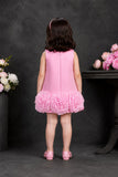 Baby Pink Rosette Hem Party Wear Frock