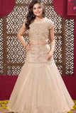 Fawn Embellished Mermaid-Style Lehenga Choli For Girls