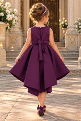 Girls Wine Butterfly Embellished High-Low Tail Back  Party Wear Frock