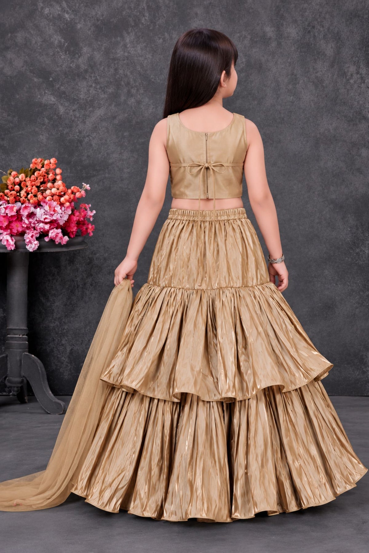 Gold Sequin Embroidered Mermaid Style Lehenga Choli Set