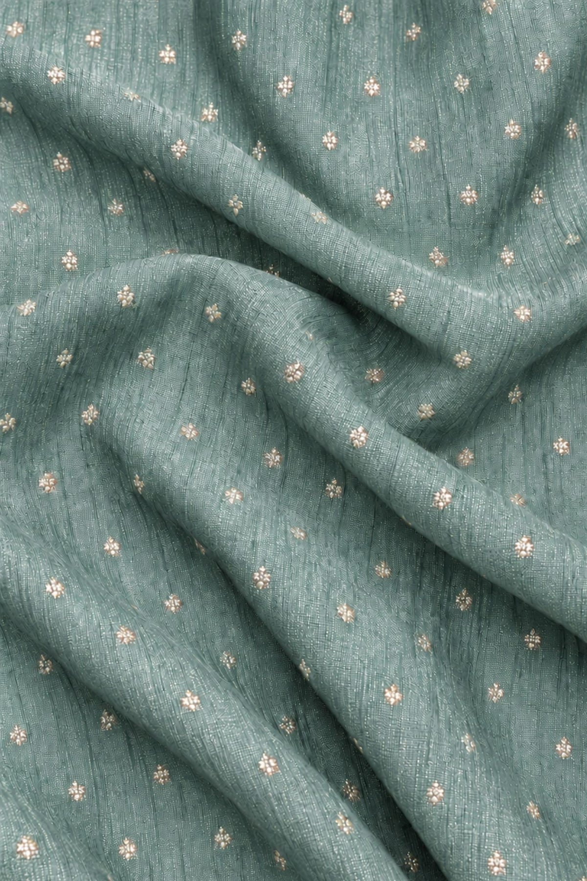 Boys Ethnic Mint Green Crushed Tissue Embriodered Kurta Pajama Set