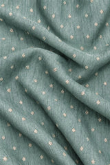 Boys Ethnic Mint Green Crushed Tissue Embriodered Kurta Pajama Set