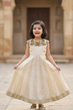 Fawn Embroidered Ethnic Gown For Girls