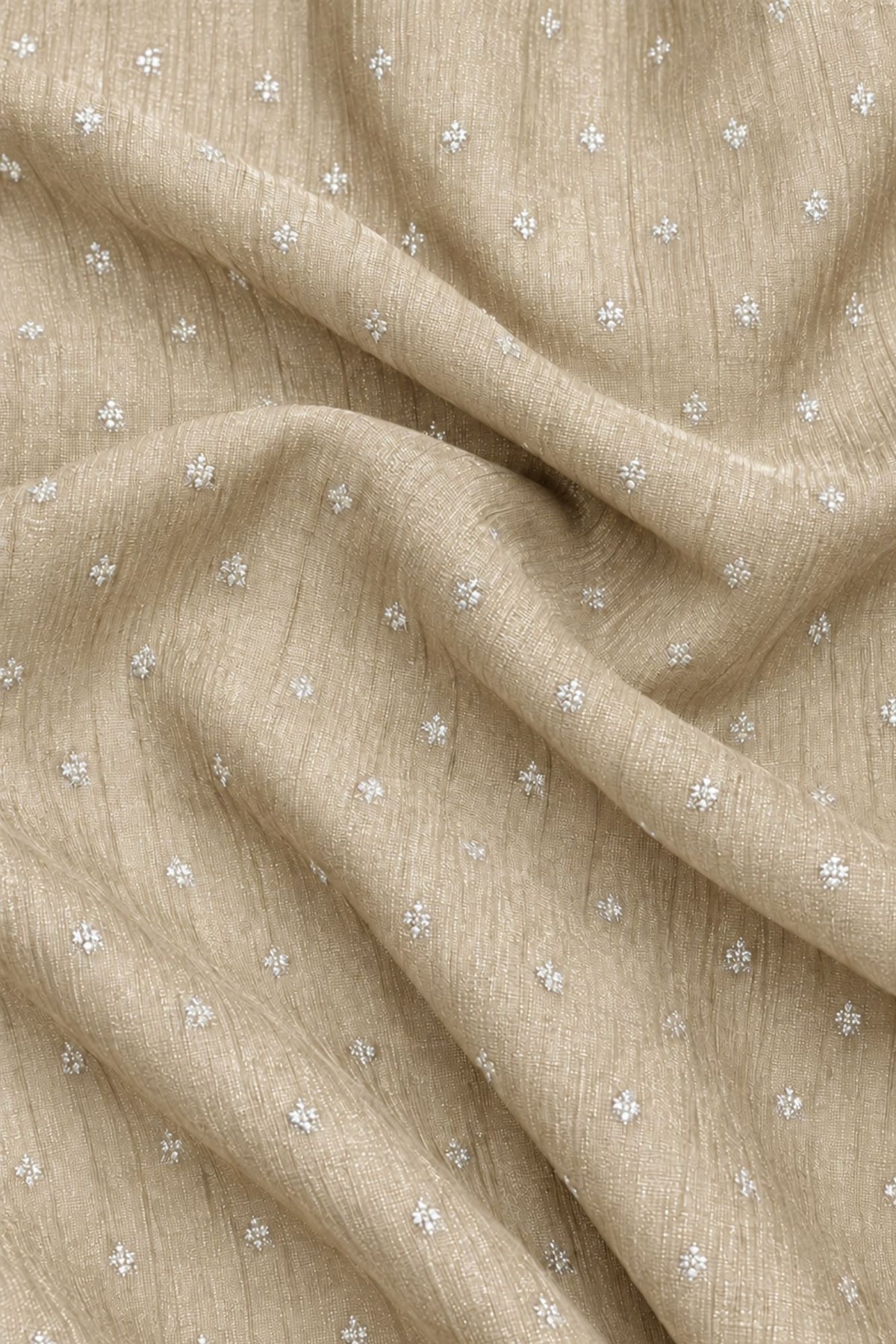 Boys Ethnic Cream Crushed Tissue Embriodered Kurta Pajama Set