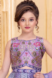 Girls Heavy Floral Embroidered Lavender Lehenga Choli Set with Dupatta