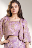 Lavender Palazzo Set with Crop Top And Jacket For Girls