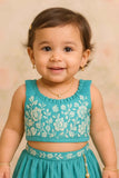 Blue Embroidered Lehenga Choli Set For Girls