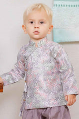 Purple Full Sleeve Sequins Embroidered Kurta Set For Boys