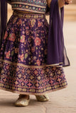 Purple With Multicolor Printed Ethnic Lehenga Choli For Girls