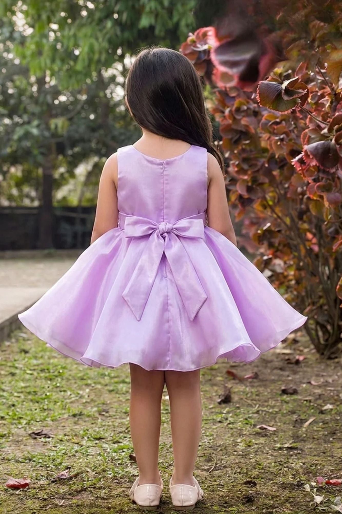 Lilac Statement Floral Party Wear Frock for Girls