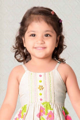 Elegant Cream Floral Printed Frock for Girls