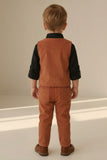 Boys Brown Waistcoat Suit Set with Bow Tie