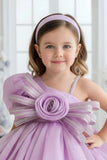 Lilac Party Frock with 3D Rosette Bow For Girls