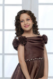 Brown Embellished Off-Shoulder Party Gown For Girls