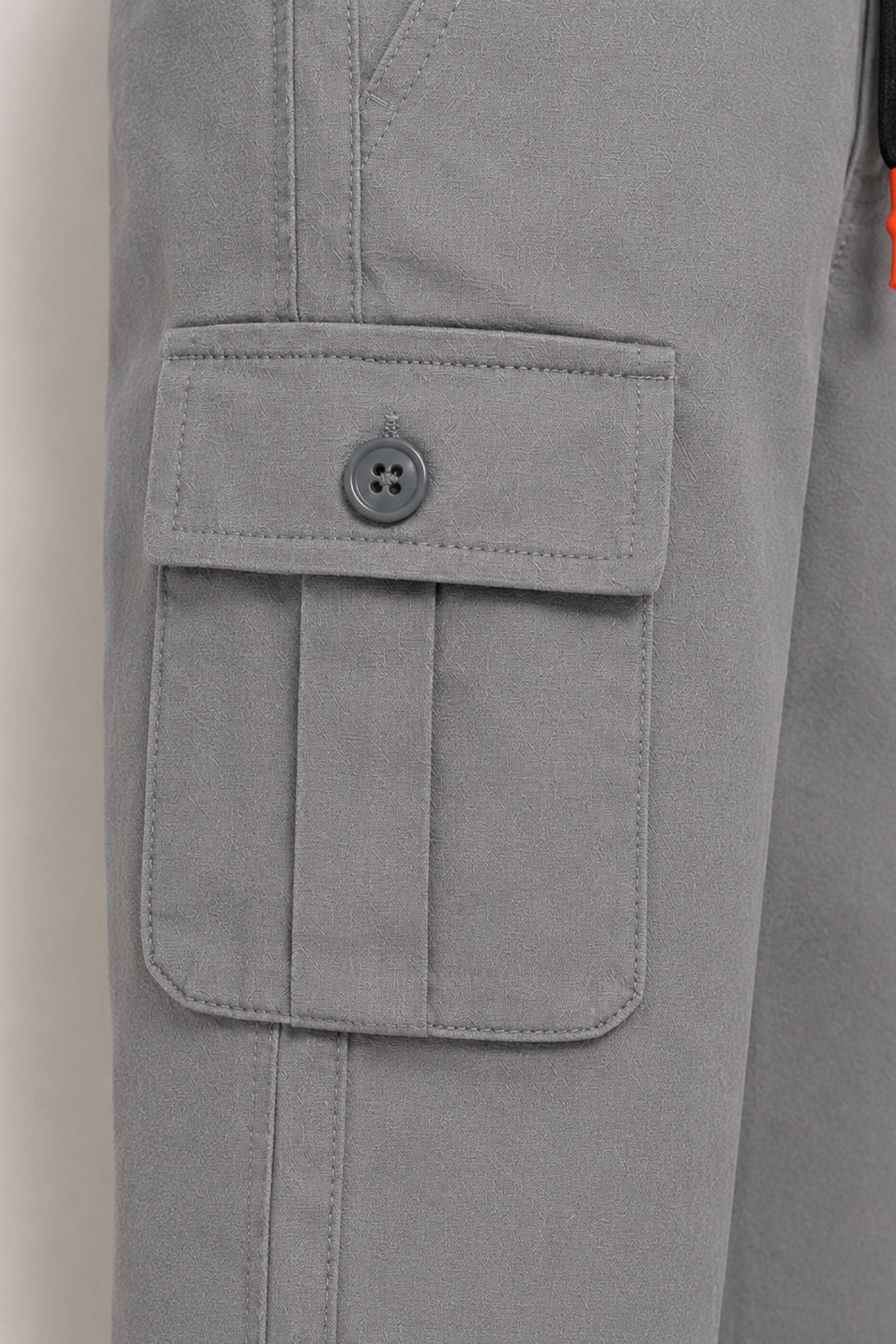 Grey Cargo Pants with Drawstring Waist