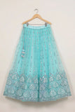 Sea Green Embroidered Lehenga Choli with Sequin Detailing For Girls