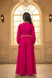Rani Pink Embroidered Palazzo Set with Wide Leg Pants