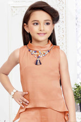 Stylish Peach Casual Co Ord Set For Girls