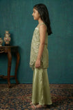 Girls  Green Embroidered Sharara Set with Pearl Work