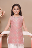 Peach Embroidered Patiala Suit Set With Dupatta For Girls