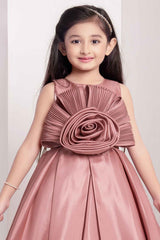 Onion Pink Embellished With Floral Gown For Girls