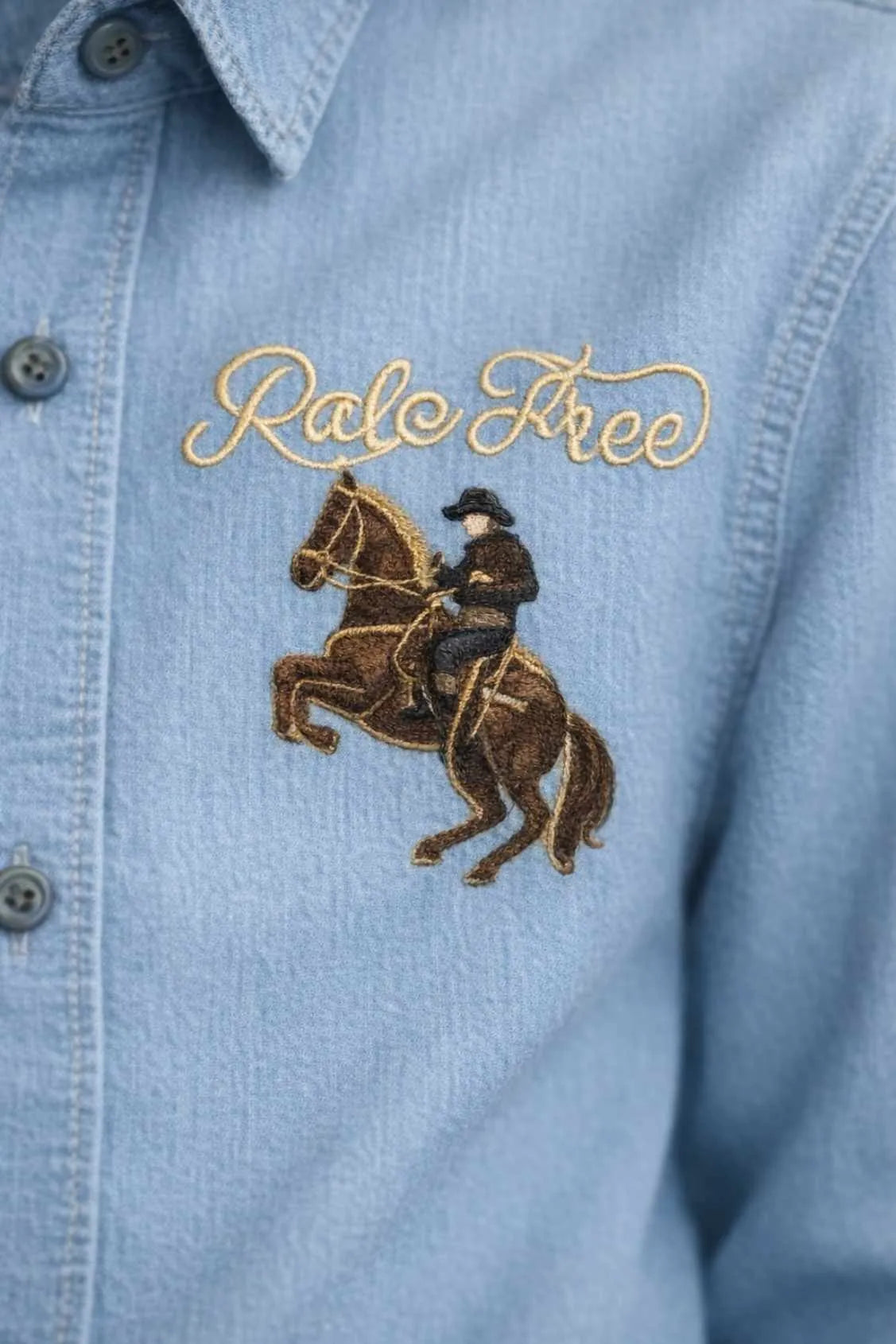 Denim Light Blue Embroidered Shirt for Boys