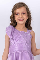 Designer Lavender Sequins Work Party Wear Gown For Girls