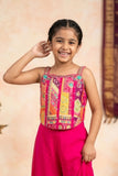 Rani Pink Embroidered Palazzo Set For Girls