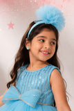 Sky Blue Sequined Ruffles Party Wear Frock for Girls