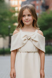 Fawn Off-Shoulder Bow Party Dress For Girls