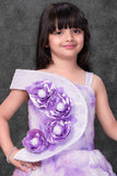 Lavender Floral Appliqué Party Wear Gown For Girls