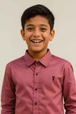 Solid Onion Pink Cotton Shirt For Boys