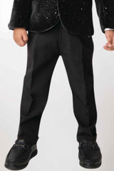 White Shirt With Black Blazer And Pant Set For Boys