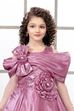 Onion Pink Sequin Embellished Princess Gown For Girls