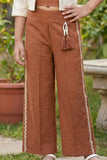 Brown Co-Ord Set with Lace Cropped Jacket For Girls