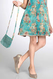 Teal Blue Bloom Sleeveless Floral Dress for Girls
