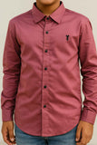 Solid Onion Pink Cotton Shirt For Boys