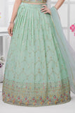 Elegant Mint Green Embroidered Lehenga Choli with Dupatta For Girls