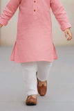 Pink Kurta with White Pajama Set For Boys