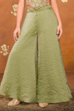 Pista Green Embroidered Palazzo Set For Girls