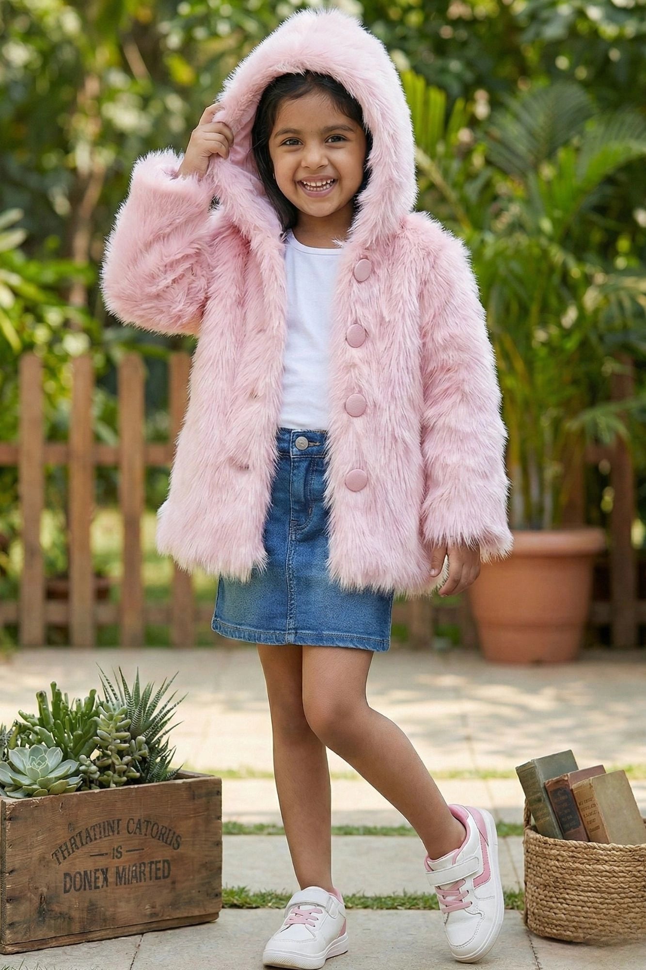 Baby Pink Soft & Warm Faux Fur Jacket for Girls
