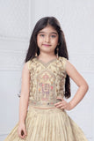 Cream Elephant Motif Lehenga Choli with Regal Zari Embroidery For Girls