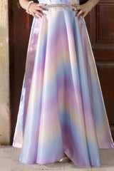 Multicolor One-Shoulder Party Gown with Floral Accent For Girls