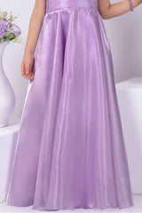 Designer Lavender Sequins Work Party Wear Gown For Girls