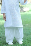 White Kurta Patiala Set with Chikankari Embroidery and Dupatta For Girls